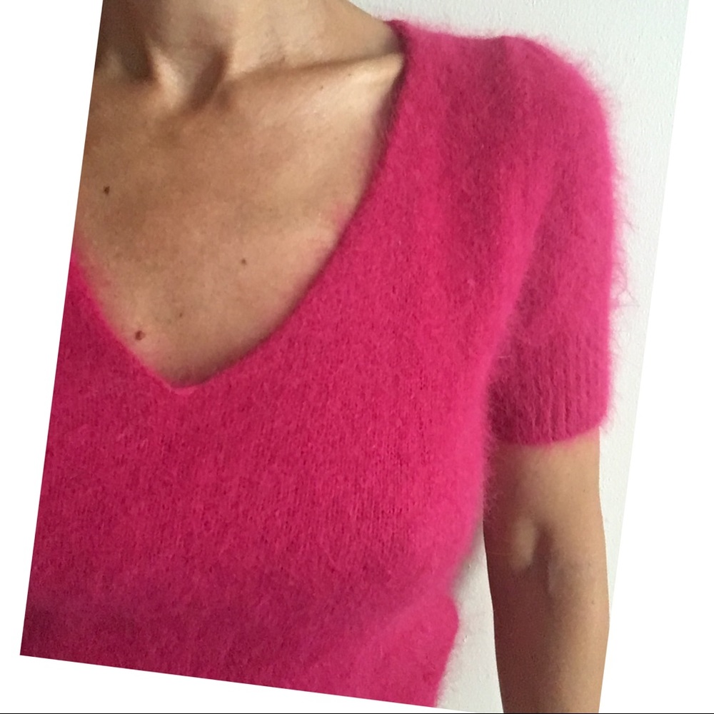 Liu Jo Angora Fuchsia Pink Cropped Wool Short Top